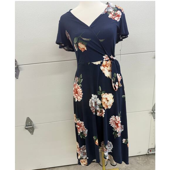 *NWT* Fortune + Ivy Irene Faux Wrap High Lo Brushed Knit Midi Dress Size Small - Picture 1 of 7